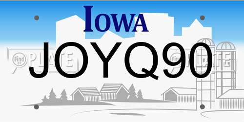 JOYQ90 Iowa License Plate