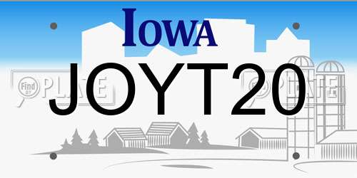 JOYT20 Iowa License Plate