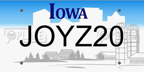 JOYZ20 Iowa License Plate
