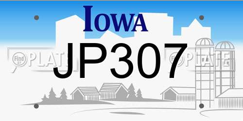 JP307 Iowa License Plate