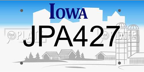 JPA427 Iowa License Plate