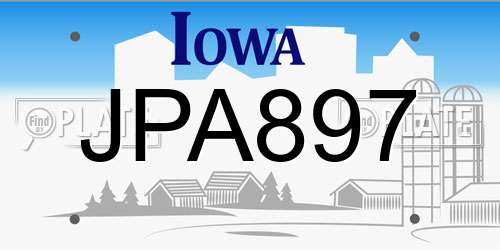 JPA897 Iowa License Plate