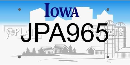 JPA965 Iowa License Plate