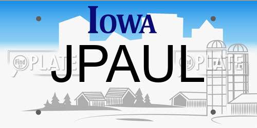 JPAUL Iowa License Plate