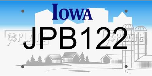JPB122 Iowa License Plate