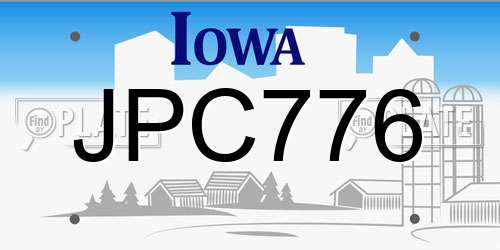 JPC776 Iowa License Plate