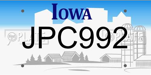 JPC992 Iowa License Plate