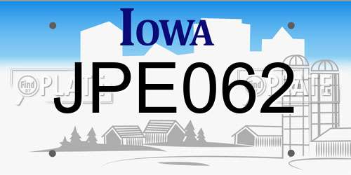 JPE062 Iowa License Plate