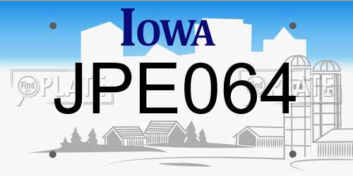 JPE064 Iowa License Plate
