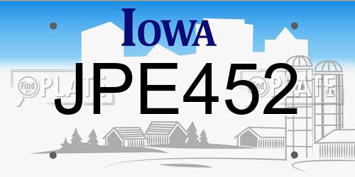 JPE452 Iowa License Plate