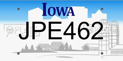 JPE462 Iowa License Plate