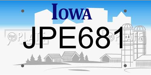 JPE681 Iowa License Plate