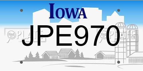 JPE970 Iowa License Plate