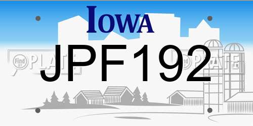 JPF192 Iowa License Plate