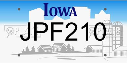 JPF210 Iowa License Plate