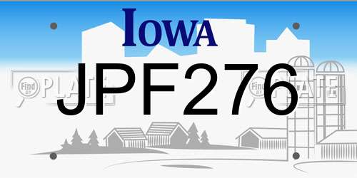 JPF276 Iowa License Plate