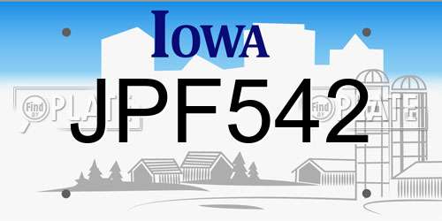 JPF542 Iowa License Plate