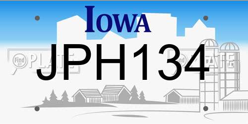 JPH134 Iowa License Plate
