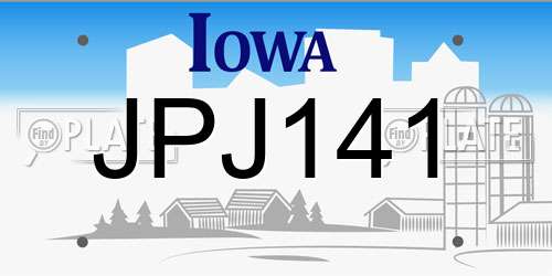 JPJ141 Iowa License Plate