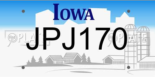 JPJ170 Iowa License Plate