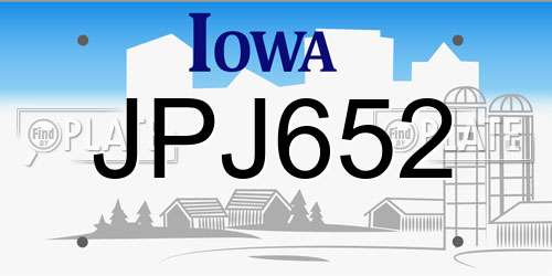 JPJ652 Iowa License Plate