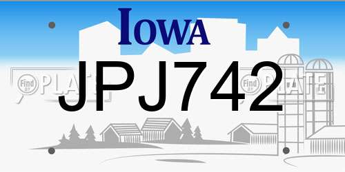 JPJ742 Iowa License Plate