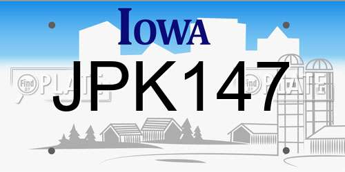 JPK147 Iowa License Plate