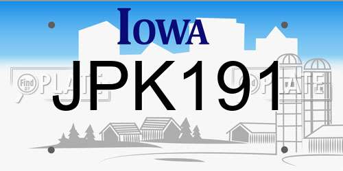 JPK191 Iowa License Plate
