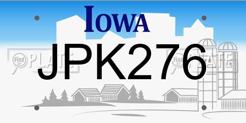 JPK276 Iowa License Plate
