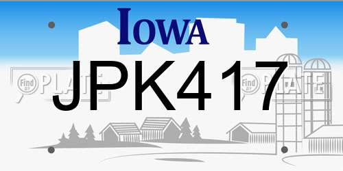JPK417 Iowa License Plate