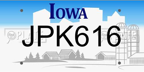 JPK616 Iowa License Plate