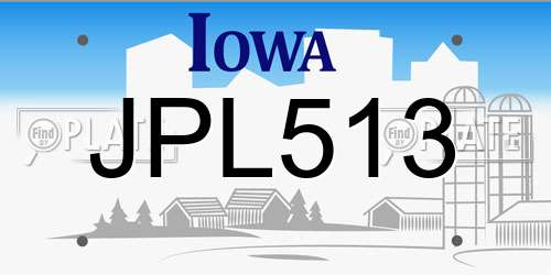 JPL513 Iowa License Plate