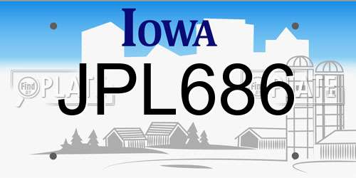 JPL686 Iowa License Plate