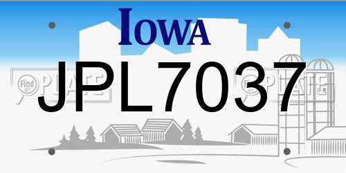 JPL7037 Iowa License Plate