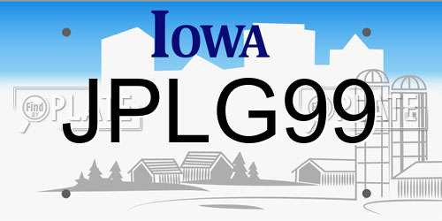 JPLG99 Iowa License Plate