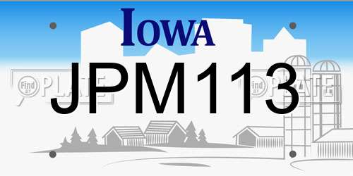 JPM113 Iowa License Plate