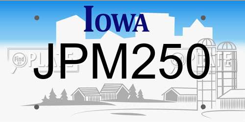 JPM250 Iowa License Plate