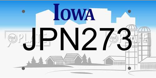 JPN273 Iowa License Plate