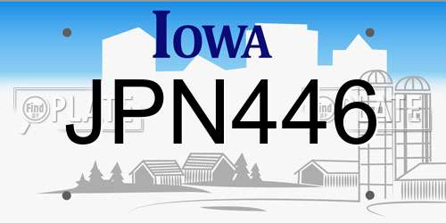 JPN446 Iowa License Plate