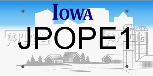 JPOPE1 Iowa License Plate