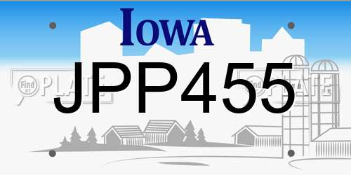 JPP455 Iowa License Plate