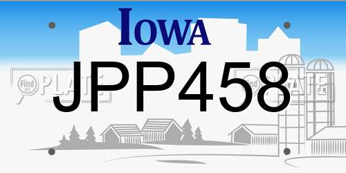 JPP458 Iowa License Plate