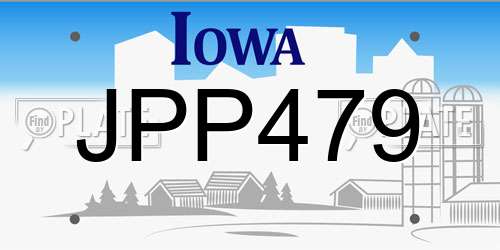 JPP479 Iowa License Plate