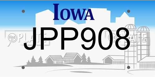 JPP908 Iowa License Plate