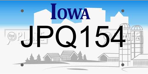 JPQ154 Iowa License Plate