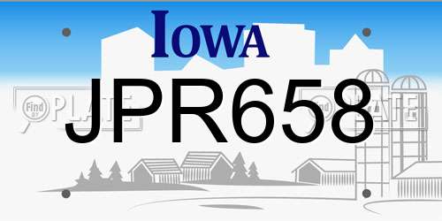 JPR658 Iowa License Plate