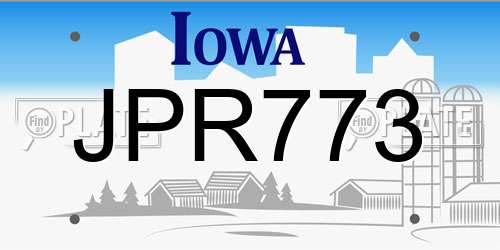 JPR773 Iowa License Plate