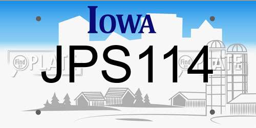 JPS114 Iowa License Plate
