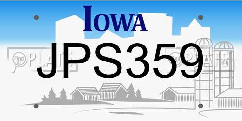 JPS359 Iowa License Plate