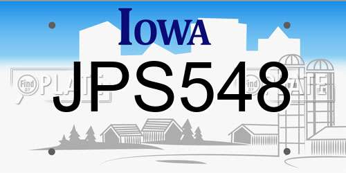 JPS548 Iowa License Plate